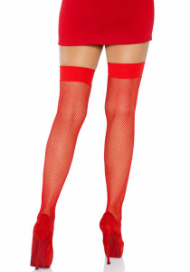 - Leg Avenue Nylon Fishnet Thigh Highs   Red one size 5