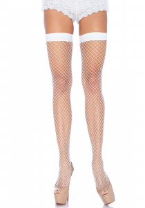 - Leg Avenue Fishnet Thigh Highs  , White one size