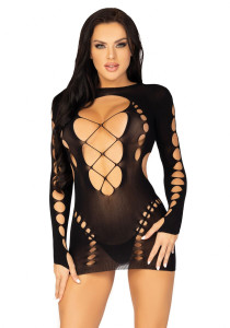   Leg Avenue Long sleeve cut out mini dress Black One size