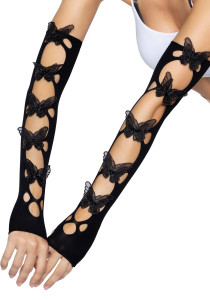 ̳ Leg Avenue Butterfly applique arm warmers Black,  3