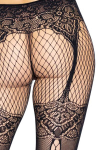  Leg Avenue Fishnet tights with back seam  , ,  Black One size 4