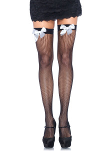 -    Leg Avenue Fishnet Thigh Highs One size Black With Bow White