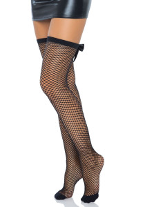 -    Leg Avenue Bow back seam thigh highs   Black One size