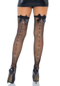 -    Leg Avenue Bow back seam thigh highs   Black One size 4