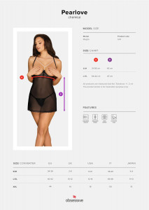      Obsessive Pearlove chemise &;amp; thong black S/M 3