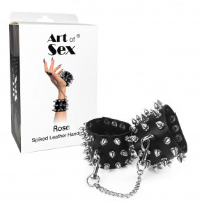    Art of Sex - Rose Spiked Leather Handcuffs,   4