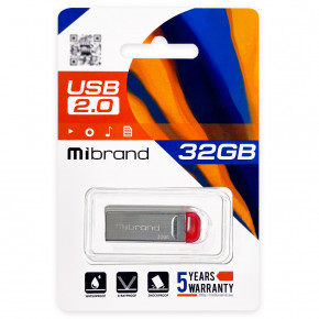 - Mibrand USB2.0  32GB Silver-Red (MI2.0/FA32U7R)