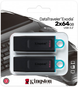 - USB3.2 64GB Kingston DataTraveler Exodia Black/White 2 Pieces (DTX/64GB-2P) 4