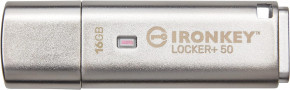     Kingston 16GB IronKey Locker+ 50 ‎Silver (IKLP50/16GB)