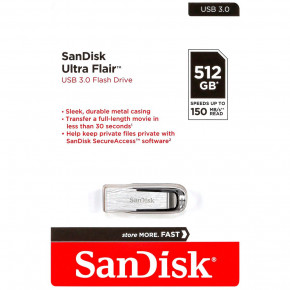 - SanDisk USB3.0 Ultra Flair 512GB Silver-Black (SDCZ73-512G-G46) 4