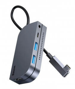 USB- Baseus Bend Angle No.7 Multifunctional Type-C HUB Converter(Upgrade) Space Grey (CAHUB-CWJ0G)