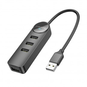 USB- Borofone DH5 Erudite 4-in-1 USB-A to USB 2.0*4 20  Black (6941991104176)