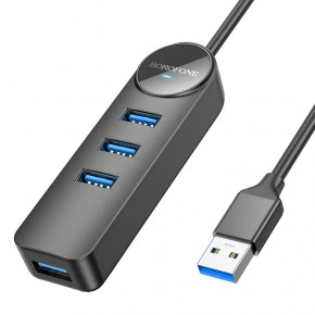 USB- Borofone DH5 Erudite 4-in-1 USB-A to USB 3.0*4 1,2m Black (6941991104206)