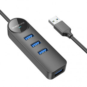 USB- Borofone DH5 Erudite 4-in-1 USB-A to USB 3.0*4 1,2m Black (6941991104206) 3