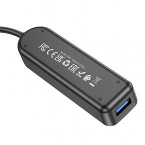 USB- Borofone DH5 Erudite 4-in-1 USB-A to USB 3.0*4 1,2m Black (6941991104206) 5