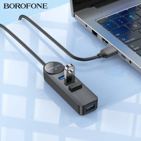 USB- Borofone DH5 Erudite 4-in-1 USB-A to USB 3.0*4 1,2m Black (6941991104206) 6