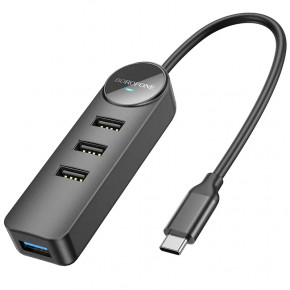 USB- Borofone DH5 Erudite 4-in-1 Type-C to 4xUSB 3.0 20  Black (6941991104244)