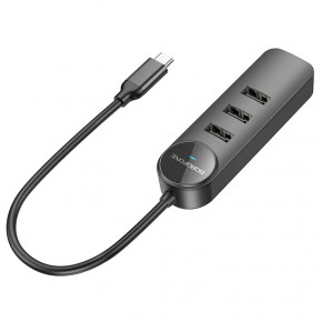 USB- Borofone DH5 Erudite 4-in-1 Type-C to 4xUSB 3.0 20  Black (6941991104244) 4