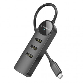 USB- Borofone DH5 Erudite 4-in-1 Type-C to 4xUSB 3.0 20  Black (6941991104244) 5