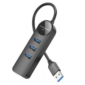  Borofone DH6 4-in-1 1 Gigabit Ethernet USB to 3xUSB2.0+RJ45 20  Black (6941991104299) 7