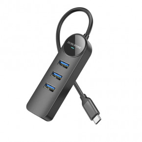 USB- Borofone DH6 Erudite 4-in-1 Type-C to 3xUSB3.0+RJ45 20  Black (6941991104312) 3