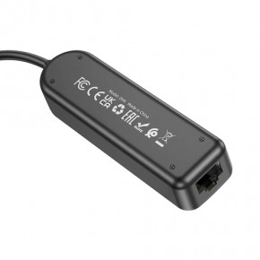 USB- Borofone DH6 Erudite 4-in-1 Type-C to 3xUSB3.0+RJ45 20  Black (6941991104312) 4