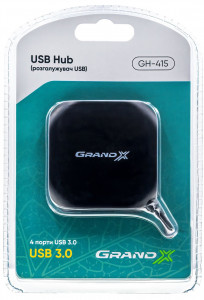 USB HUB Grand-X USB-USB 4USB 3.0 GH-415 Black