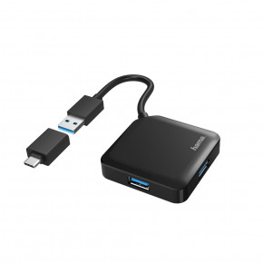 USB- Hama 4 Ports USB 3.2, USB-C Adapter Black (00200116)