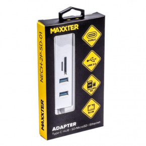  USB Type-C Maxxter 2USB3.0, RJ-45, microSD/TF, , Grey (NECH-2P-SD-01) 4