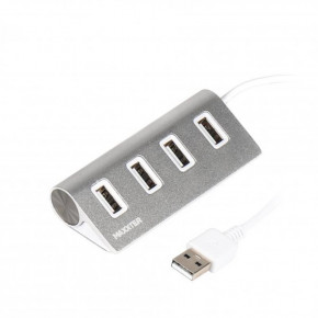  USB 2.0 Maxxter Silver HU2A-4P-01