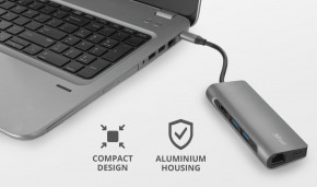 USB- Trust Dalyx Aluminium 7-in-1 USB-C Multi-port (23331) 4