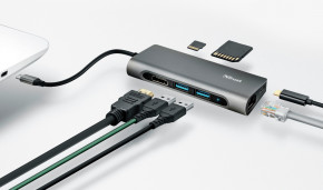 USB- Trust Dalyx Aluminium 7-in-1 USB-C Multi-port (23331) 5