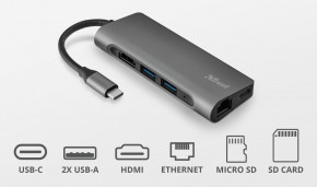 USB- Trust Dalyx Aluminium 7-in-1 USB-C Multi-port (23331) 7