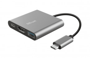 USB- Trust Dalyx 3-in-1 Multiport USB-C Adapter ALUMINIUM (23772)