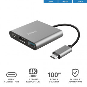 USB- Trust Dalyx 3-in-1 Multiport USB-C Adapter ALUMINIUM (23772) 8