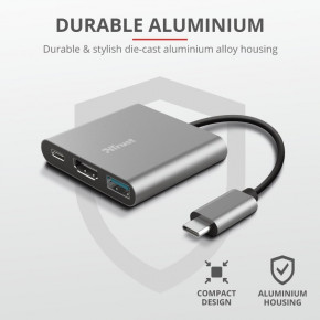 USB- Trust Dalyx 3-in-1 Multiport USB-C Adapter ALUMINIUM (23772) 10