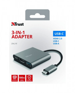 USB- Trust Dalyx 3-in-1 Multiport USB-C Adapter ALUMINIUM (23772) 13