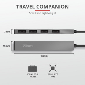 USB- Trust Halyx Aluminum 4-Port Mini USB Hub (23786) 8