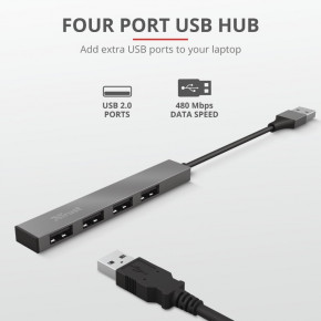 USB- Trust Halyx Aluminum 4-Port Mini USB Hub (23786) 10