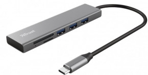 USB- Trust HALYX FAST 3USB CARD READER USB-C ALUMINIUM (24191)