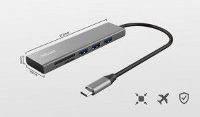 USB- Trust HALYX FAST 3USB CARD READER USB-C ALUMINIUM (24191) 3