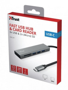 USB- Trust HALYX FAST 3USB CARD READER USB-C ALUMINIUM (24191) 9