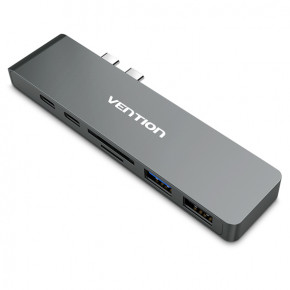 USB HUB 7  1 Vention Aluminum Type-C-HDMI 2USB 3.1 Card Reader Grey (CMHH0) 6