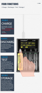   Liitokala Lii-M4S, 4 , Ni-Mh/Li-ion, USB Type-C, Powerbank, Test, LCD, Box 10