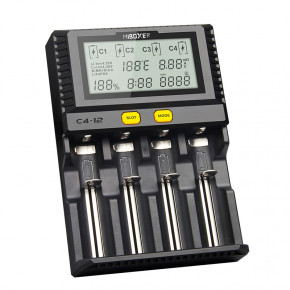   MiBoxer C4-12 (v2.2, new), 4 , Ni-Mh/Li-ion(4.2/4.35)/LiFePO4, 3A, 220V/12V, USB, LCD, Box