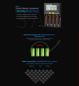   MiBoxer C4-12 (v2.2, new), 4 , Ni-Mh/Li-ion(4.2/4.35)/LiFePO4, 3A, 220V/12V, USB, LCD, Box 9