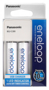   Panasonic BQ-CC80E+2xBK-3MCCE (K-KJ80MCC20USB), AA/AAA, Eneloop ready, LED , 2 /1 , USB, 