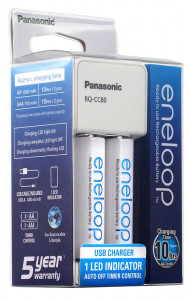   Panasonic BQ-CC80E+2xBK-3MCCE (K-KJ80MCC20USB), AA/AAA, Eneloop ready, LED , 2 /1 , USB,  3