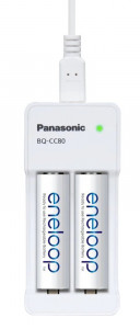   Panasonic BQ-CC80E+2xBK-3MCCE (K-KJ80MCC20USB), AA/AAA, Eneloop ready, LED , 2 /1 , USB,  4