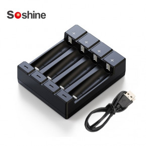   Soshine Chocolate 4  AA/AAA Ni-MH/Li-Ion/LiFePo4, USB, LED , 4ch, Black, Box